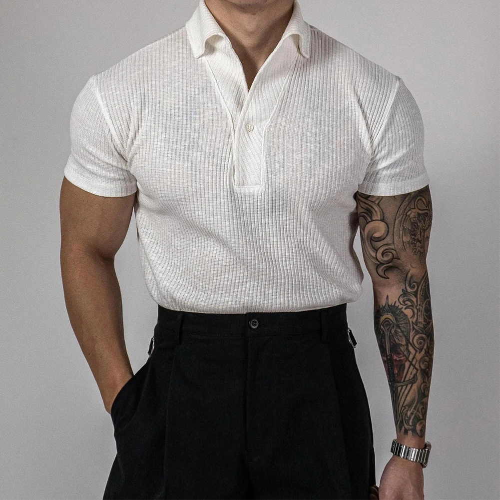 

Рубашка на пуговицах с коротким рукавом, спортивная одежда, повседневная одежда, черные удобные мужские топы, обычная длина одежды, подходящая для отпуска