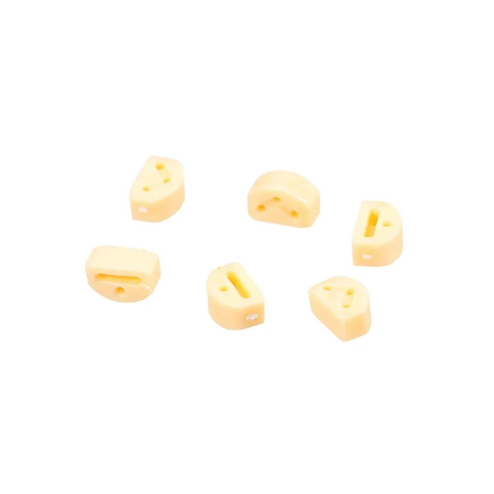Cream Black White 6Pcs Classical Guitar String Retainer, Triple-Cornered Buckle & Tie Parts