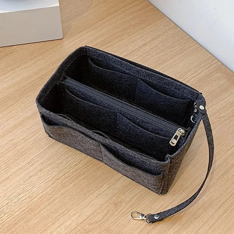 Simple and Lightweight Felt Material with Large Capacity and Multiple Pockets for Storing Makeup Bags for Home and Travel