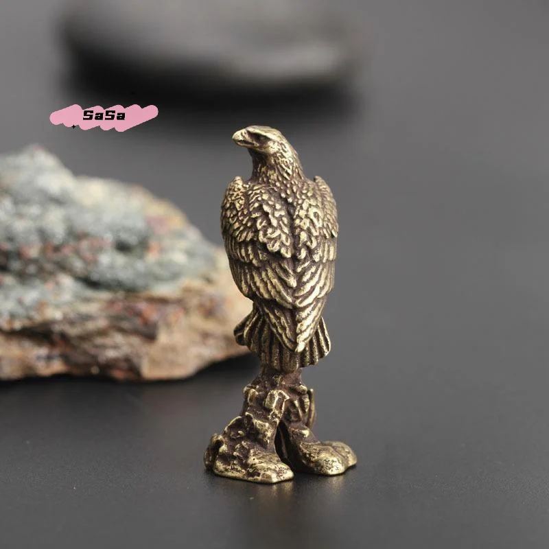 S-1Pc Vintage Kupferbeschichtete Vogelfigur Skulptur Handgefertigtes Adler-Ornament für Zuhause Büro Schreibtisch Tier-Dekoration