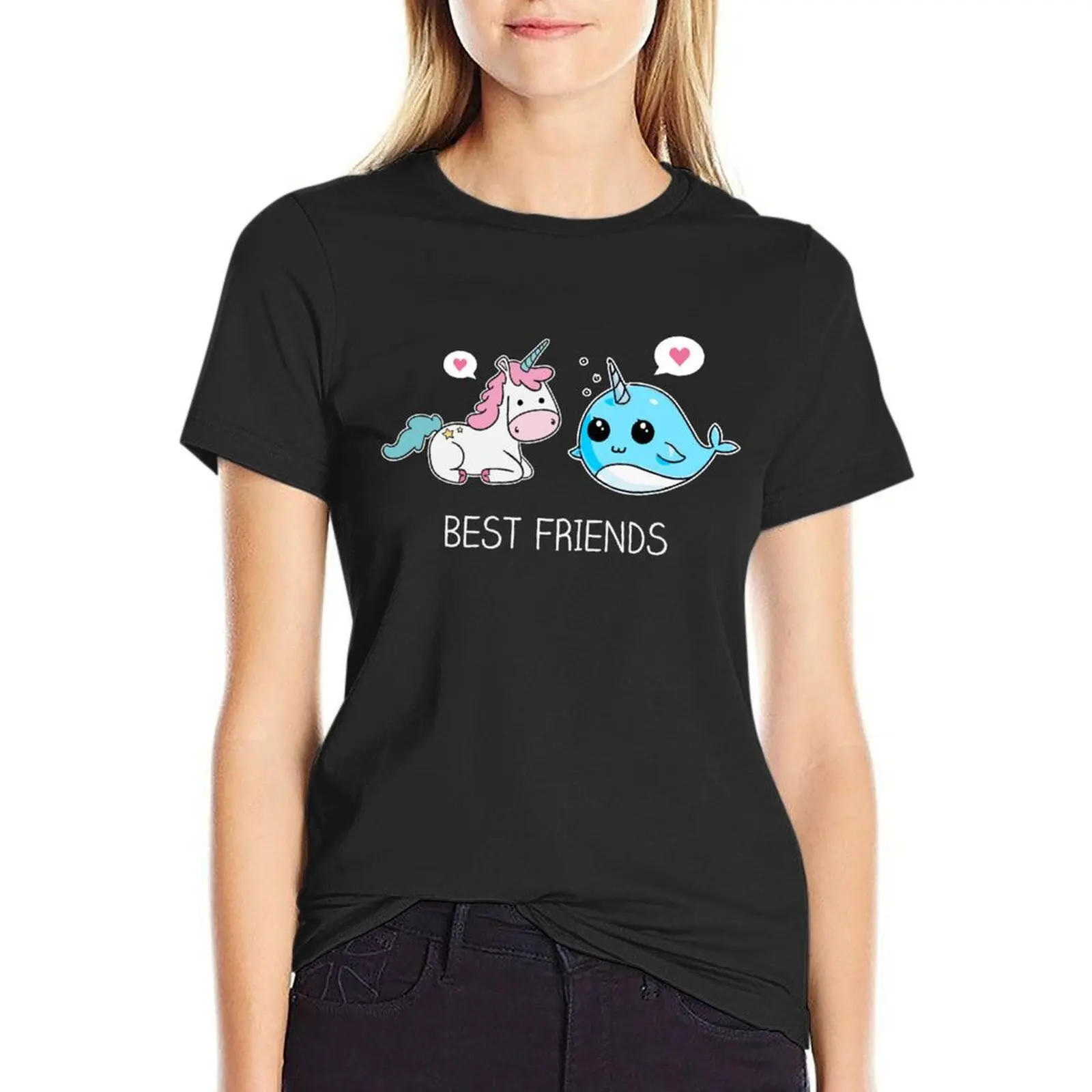 Unicorn And Narwhal Best Friends T-Shirt aesthetic clothes sweat tops ariat shirts for Women