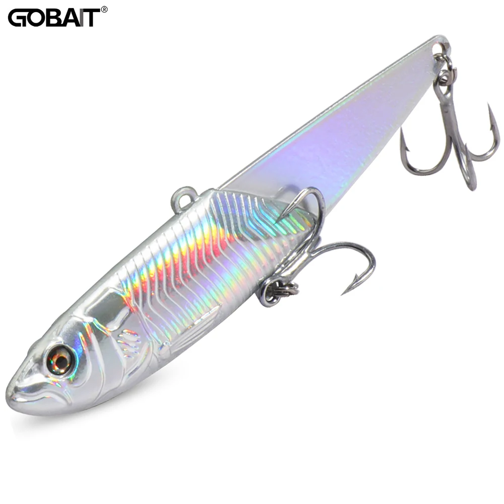 GOBAIT Metal Jig VIB Lure 20g 30g 40g Spinner Spoon 3D Eye Color Laser Spinning Fishing Tackle Hook Swimbait Pesca Vibetion Bait