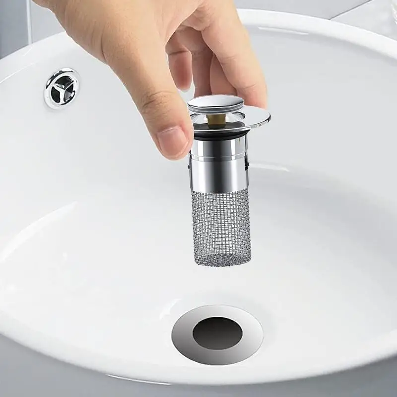 Stainless Steel Floor Drain Filter Washbasin Plug Anti Odor Pop-Up Bounce Core Basin Stopper Hair Catcher Shower Sink Strainer