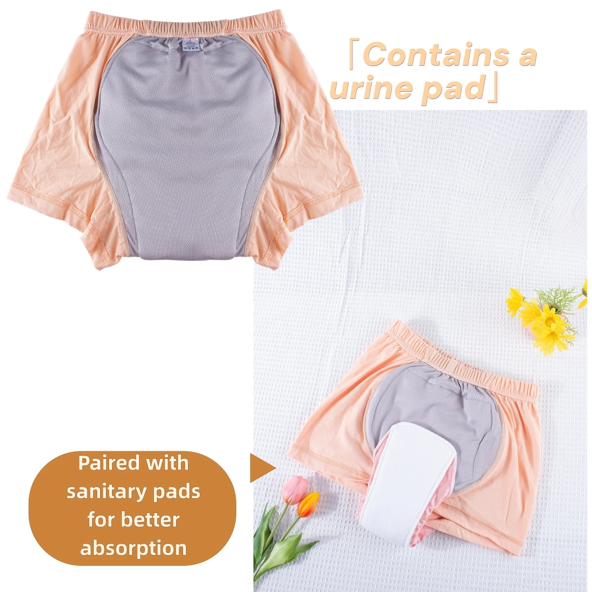 Reusable Washable Adult Diaper Pants Breathable Open Incontinence Shorts Leak-Proof Care Underwear for Elderly 4 Color