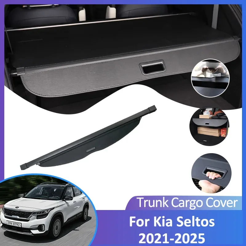 For Kia Seltos KX3 SP2 2i 2c 2021~2025 2024 Auto Rear Trunk Cargo Cover Retractable Luggage Curtain Car Accessorie Shield Shade