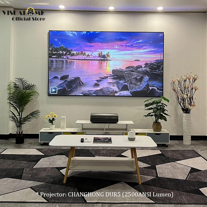 VisualMr Fresnel 5.0 Pro ALR UST Projection Screen Ambient Light Rejecting Fixed Frame Best for Ultra Short Throw Projector 4/8K