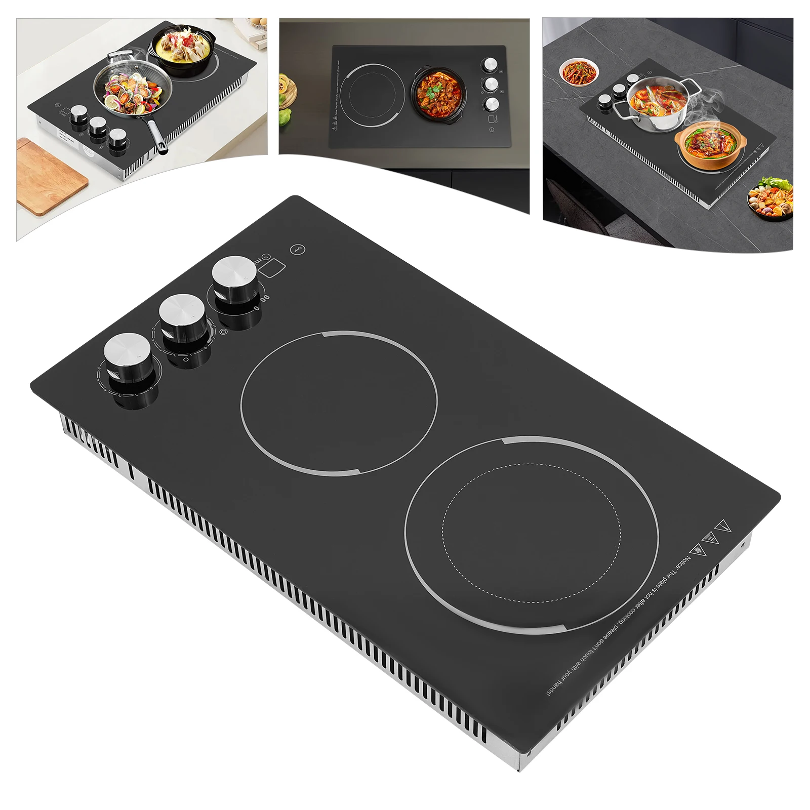 

Электрическая варочная панель с 2 конфорками, микрокристаллическая панель, черная электрическая плита 110 В, 51*30*10,3 см для кухни