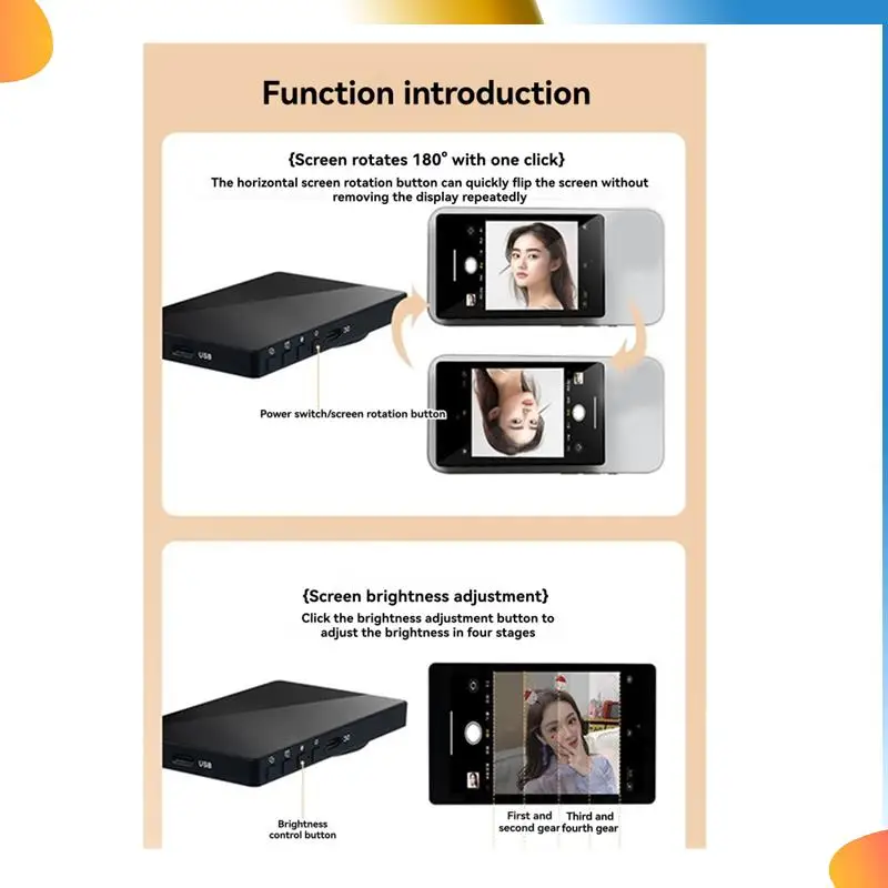 

B48A Wireless Magnetic Selfie Monitor Foriphone 12 13 14 Smartphone Rear Camera Wireless Magnetic Selfie Monitor Screen