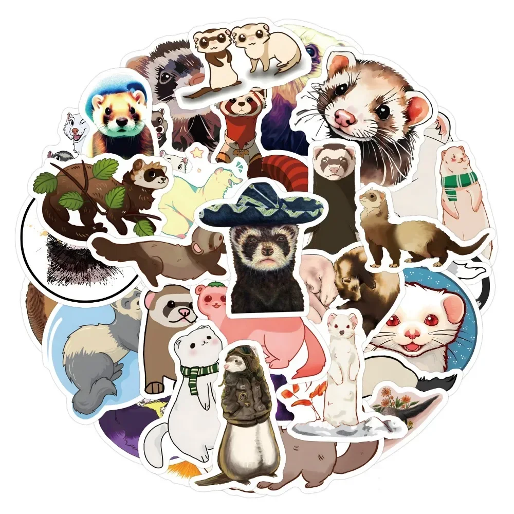 55Pcs Cartoon Cute Animal Ferrets Stickers Decals Kids Toy DIY Decoration Laptop Suitcase Phone Case Bike Wall Cute Sticker