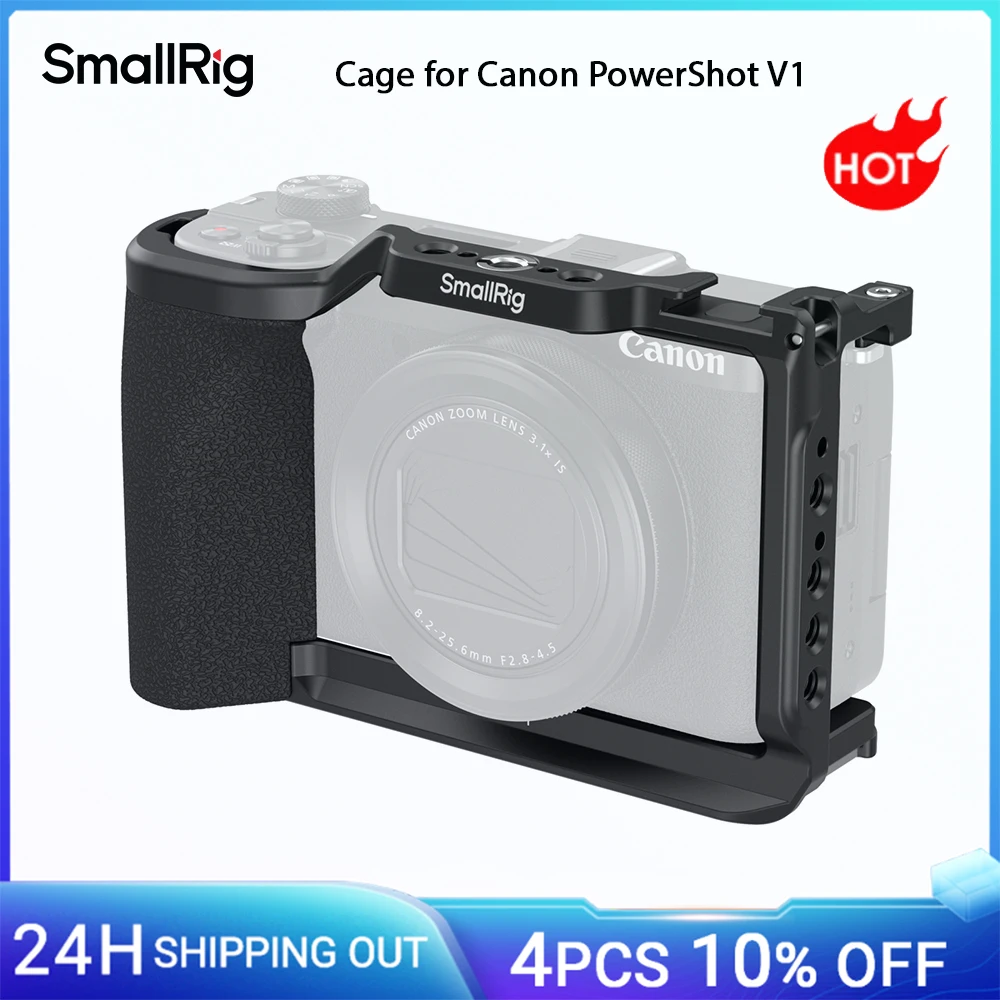 

SmallRig for PowerShot V1 Cage for Canon PowerShot V1, Black with Silicone Handle Built-in Arca-Swiss Quick Release Plate - 5807