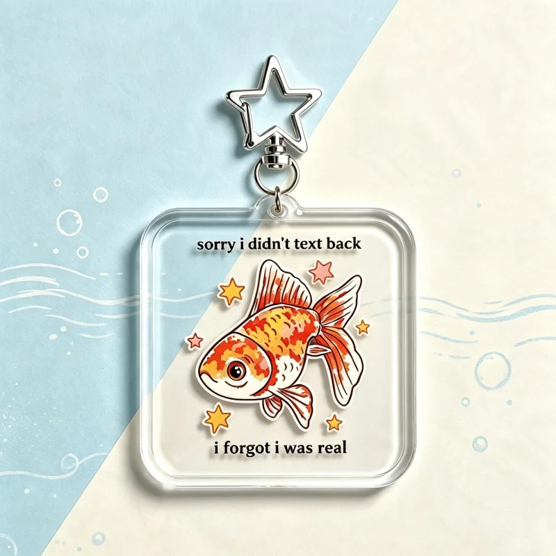 Sorry For Not Replying Goldfish Acrylic Keychain Fun And Heartfelt Quotes Keyring Bag Accessory Creative Gift For Friends