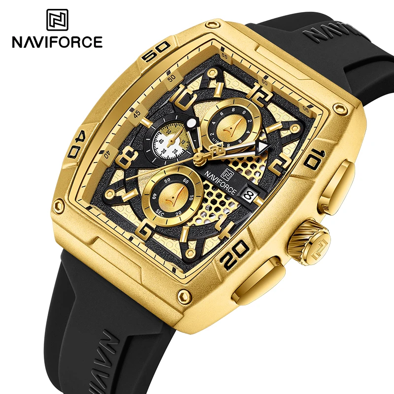 NAVIFORCE-relojes de cuarzo deportivos militares para hombre, reloj de pulsera informal con correa de silicona, resistente al agua, a la moda