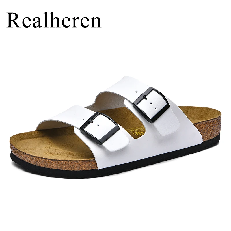 Summer Men Women Clogs Cork Slippers Slide Sandals Microfiber Leather Casual Slip On Sandal Beach Shoes Big Size 48 49