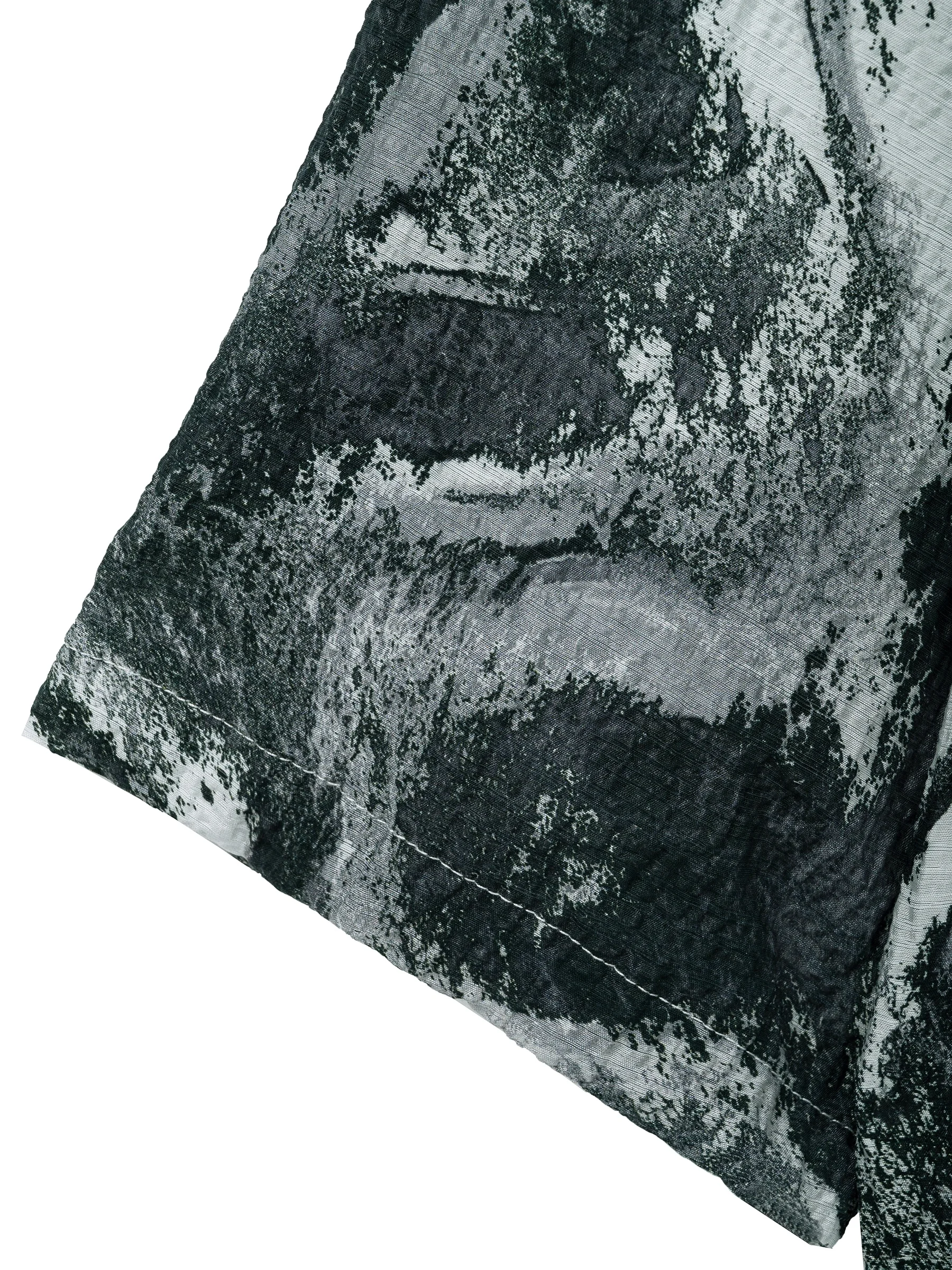 Men's Printed Shirt, Ink-Wash Fashion Beach Carousel With Buttons, Lapel Pockets, High-Quality Summer Short-Sleeved Top