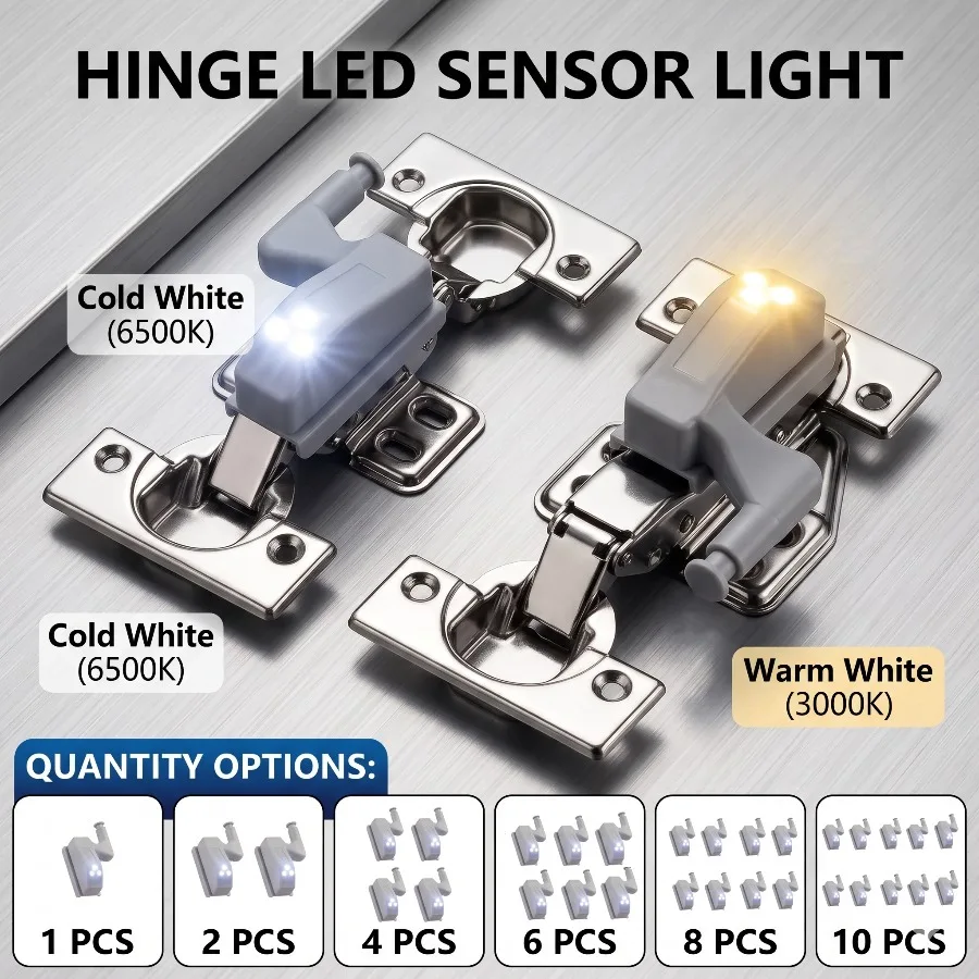 10~1PCS LED Inner Hinge Sensor Light Closet Wardrobe Night Lights for Living Room Kitchen Bedroom Cupboard Hinge Switch Light
