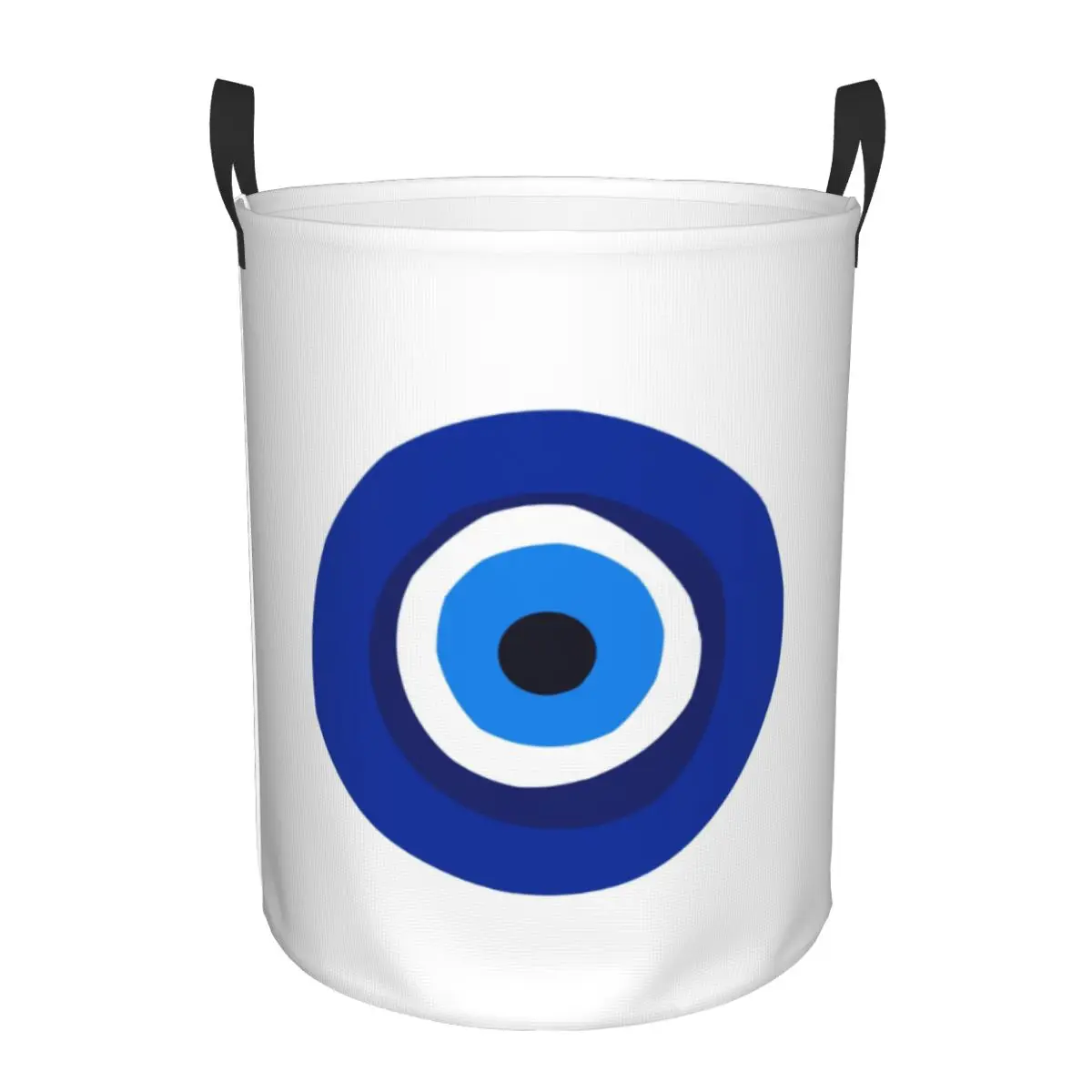 Custom Greek Turkish Evil Eye Laundry Hamper Large Clothes Storage Basket Mediterranean Style Toy Bin Organizer for Nursery