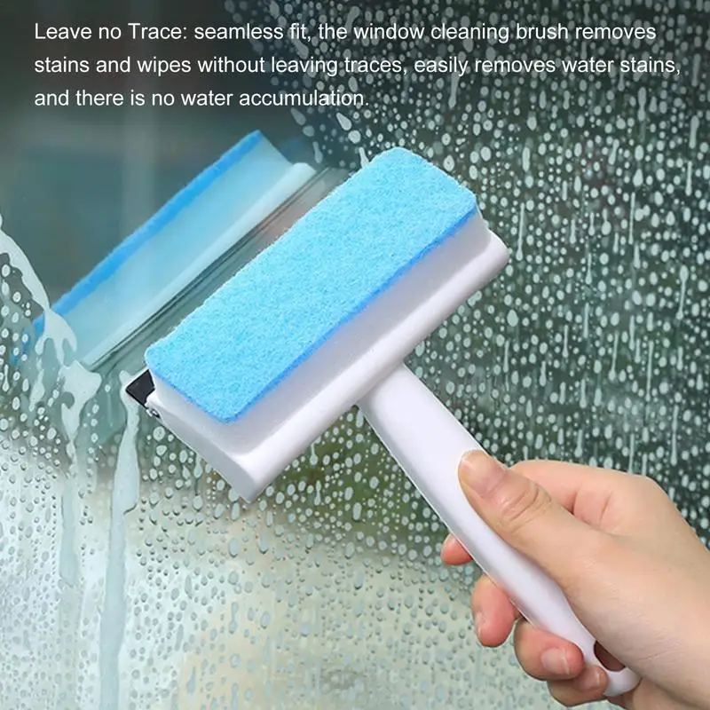 2 in 1 Glass Wiper Window Cleaner Household Window Cleaning Tool Glass Cleaner Dual-use Sponge Cleaning Brush with Holes