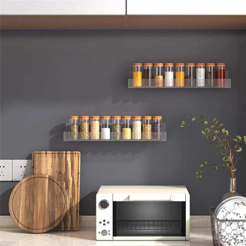 ABLU-Acryl Kruidenrek Wandmontage Acryl Kruidenplank Organisator Hangende Kruidenpot Opslaghouder Helder Rek Keuken