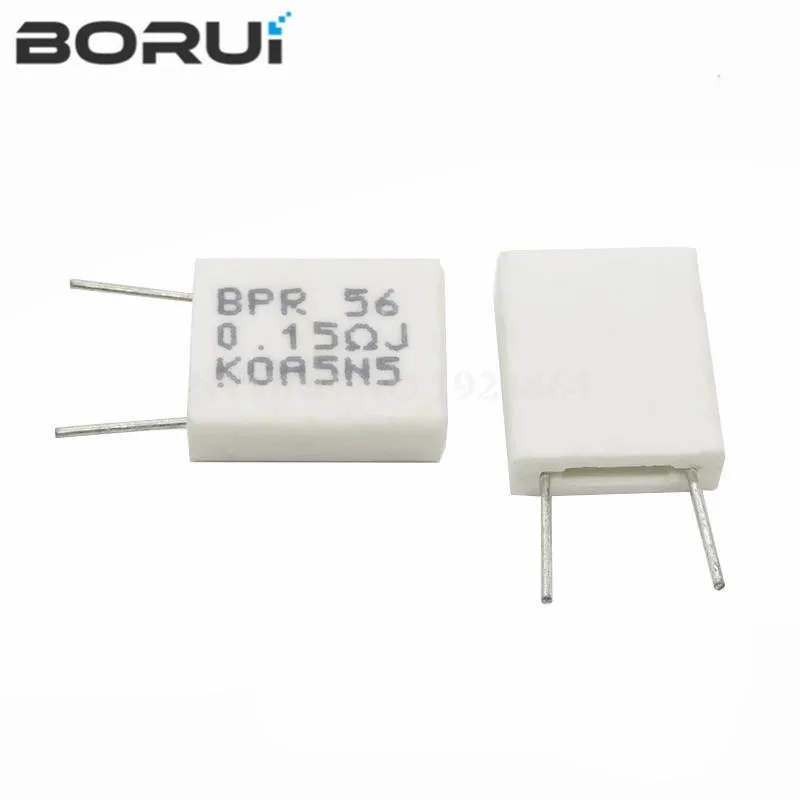 10Pcs BPR56 5W 0.001 0.1 0.15 0.22 0.25 0.33 0.5 Ohm Non-Inductieve Keramische Cement Weerstand 0.1R 0.15R 0.22R 0.25R 0.33R 0.5R