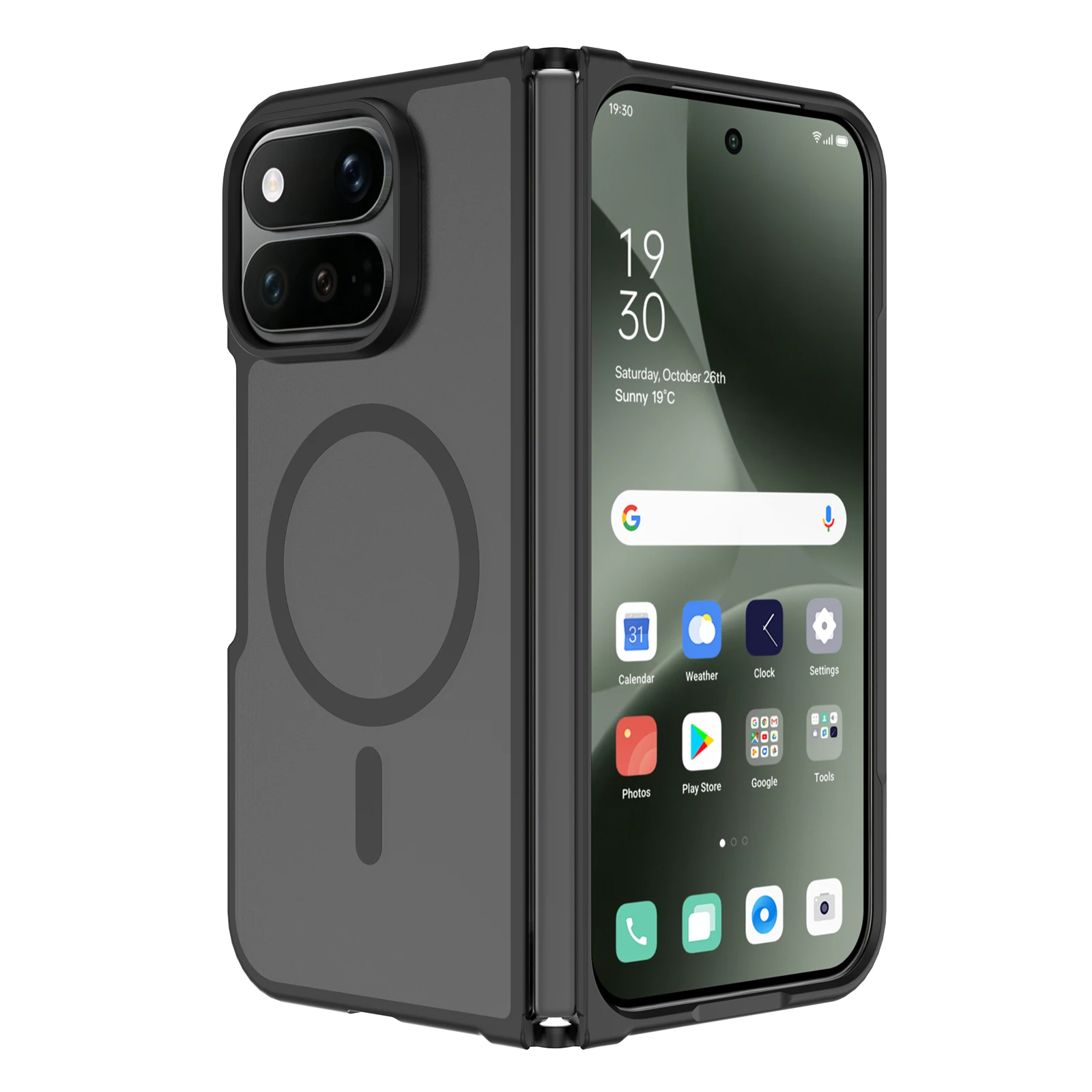 Für Google Pixel 11 Pro Fold Hülle Magnetische Matte Hartabdeckung TPU+PC Matte Sturzsichere Handyhülle Transluzent Mattiert – Detail 1