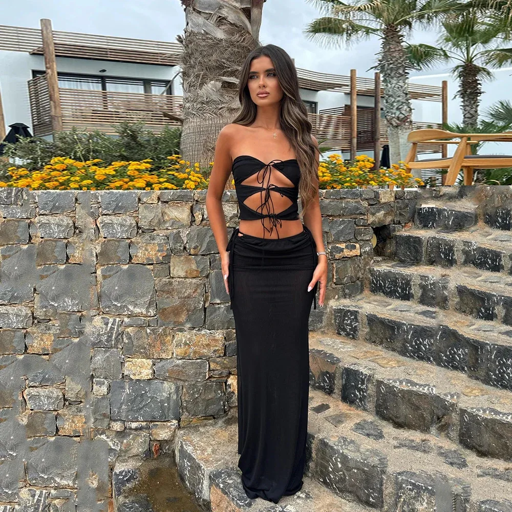 

Sexy Black Hollow Out 3 Piece Bikinis Women Swimsuit 2025 New Swimwear With Long Sleeve Bathing Suit Beachwear Biquini Female