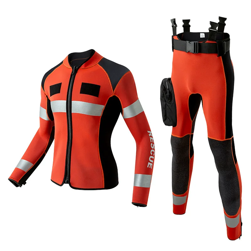 Water rescue equipment, wet suit, 3MM split diving suit, reflective safety, underwater warmth, fire-fighting equipment, cold pro