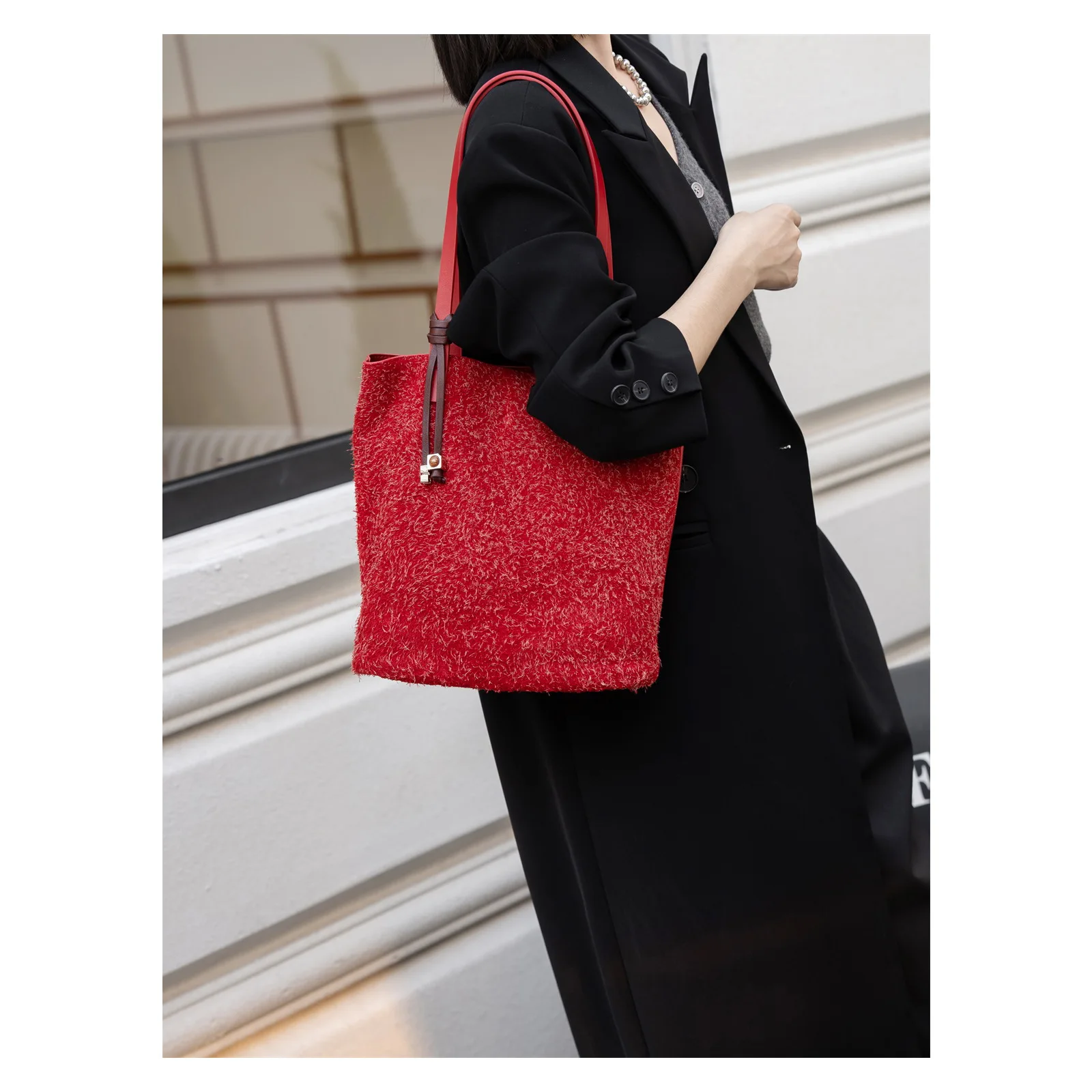 

Women Sudede Tote Female Fashion Handbag Lady Frosted Split Leather Underarm Shoulder Bag Large Capacity Shopping Bag