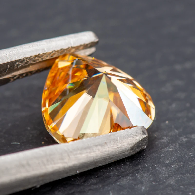 Moissanite Stone Heart Cut Champagne Color Extremely Shiny Quality DIY Advanced Charms Jewelry Making Materials Certificate