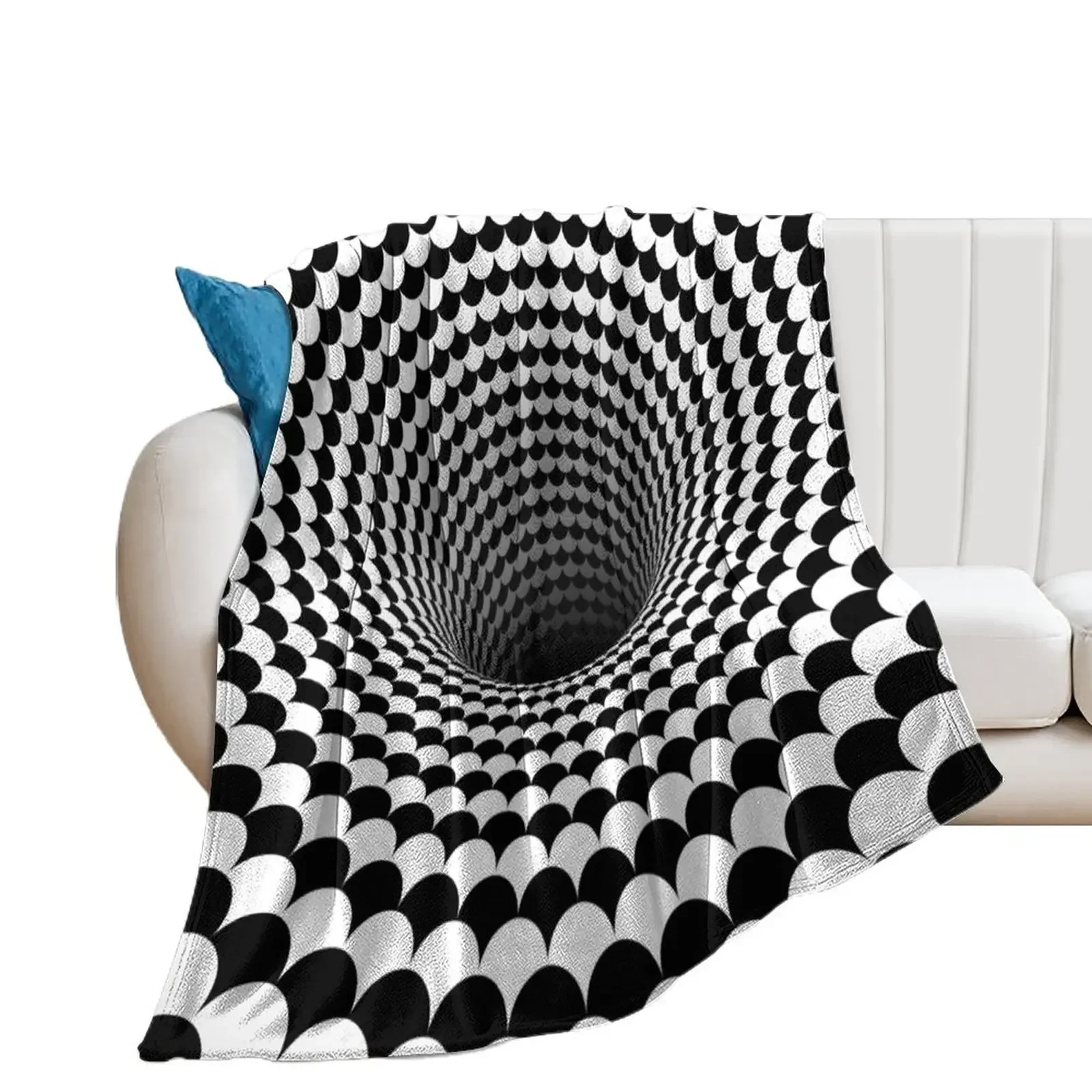 

Optical Illusion Black and White Scales Houndstooth Black Hole Vortex Throw Blanket Comforter Multi-Purpose Blankets