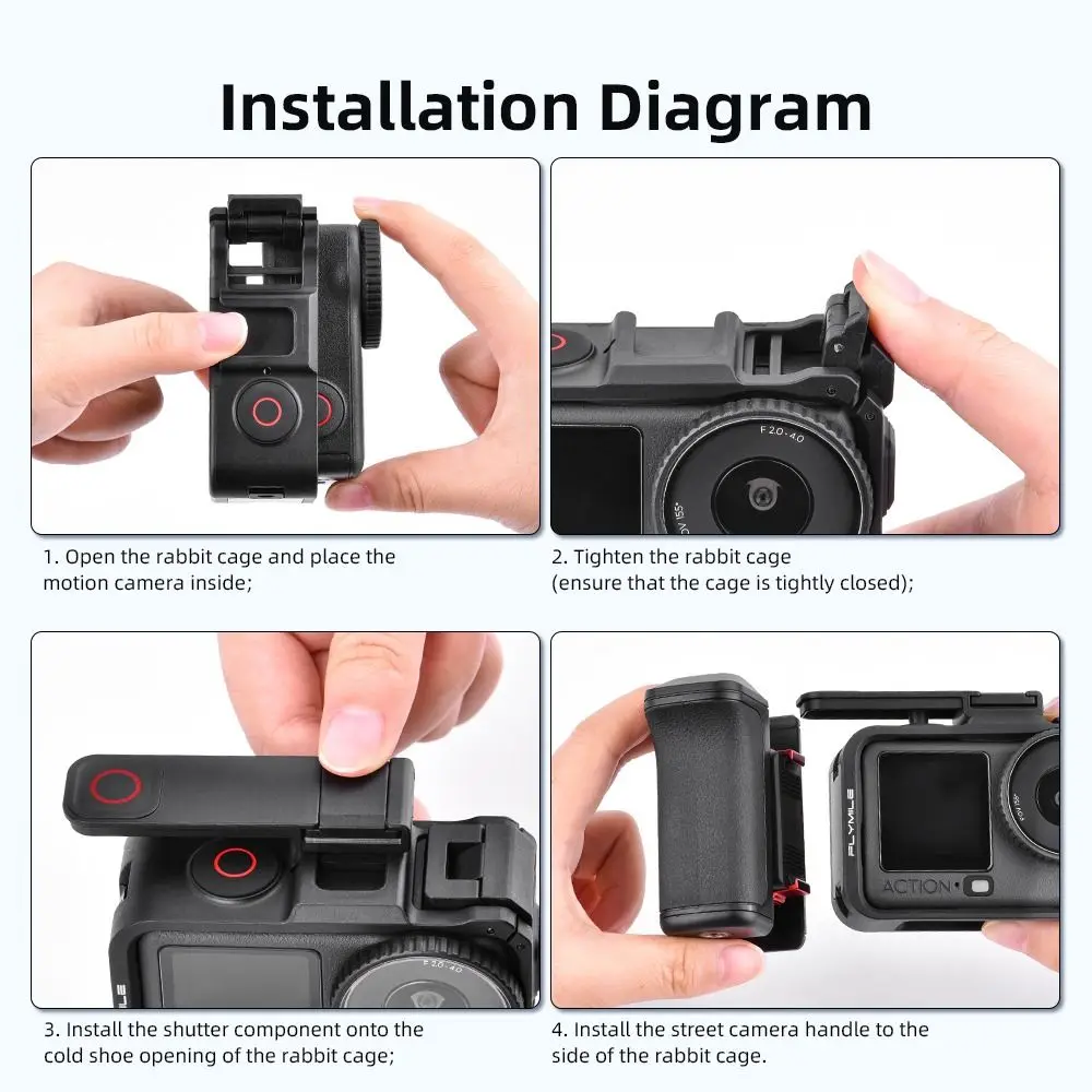 

Quick Release Xplorer Grip Kit Handle Plastic Handle Metal Frame Street Grip Holder Frame Lightweight for DJI Osmo Action 6