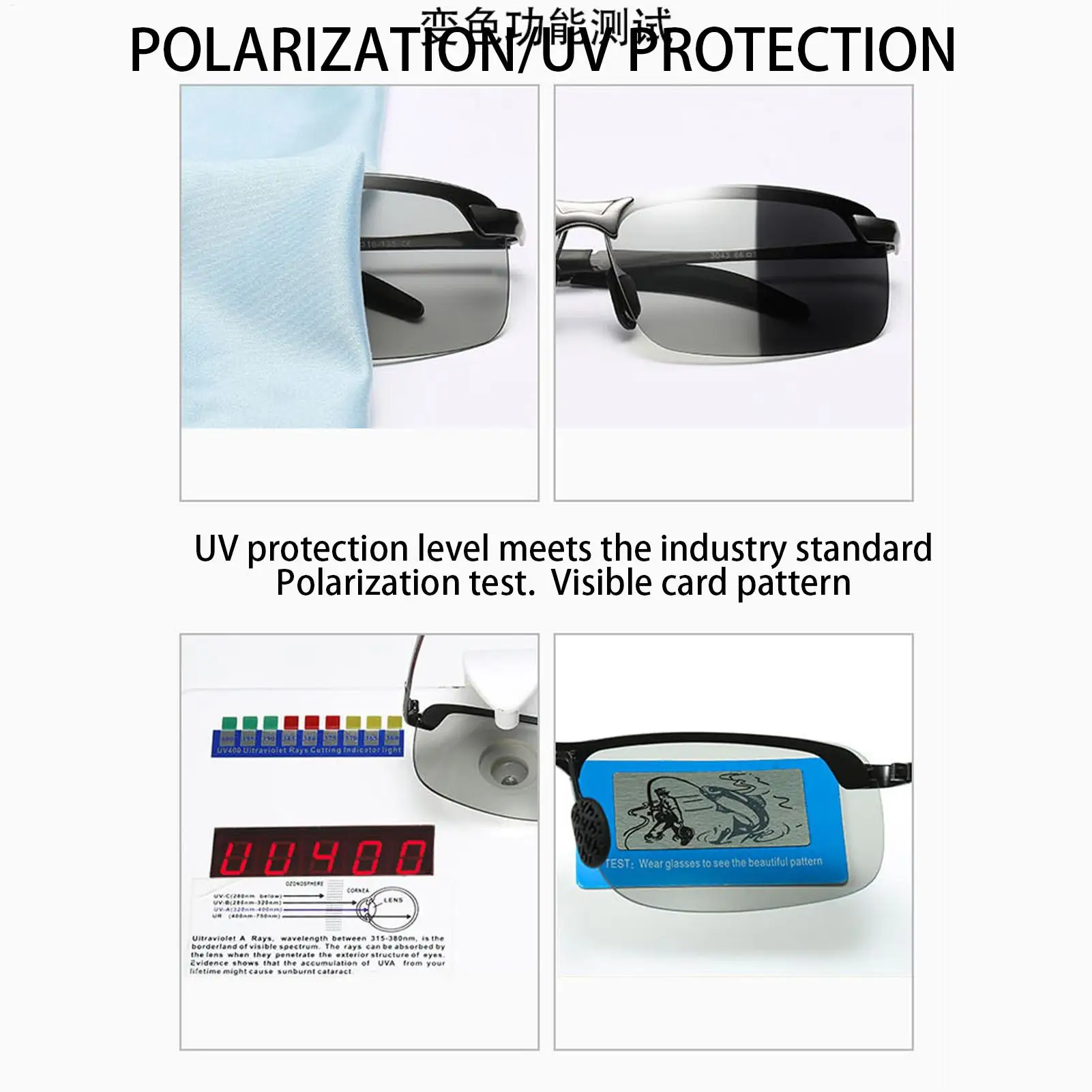 Photochrome Schutzbrille, Übergangs-Sonnenbrille für Herren, Blendschutz, polarisierte Fahrbrille, UV400-Schutz für Herren, zum Angeln – Detail 7