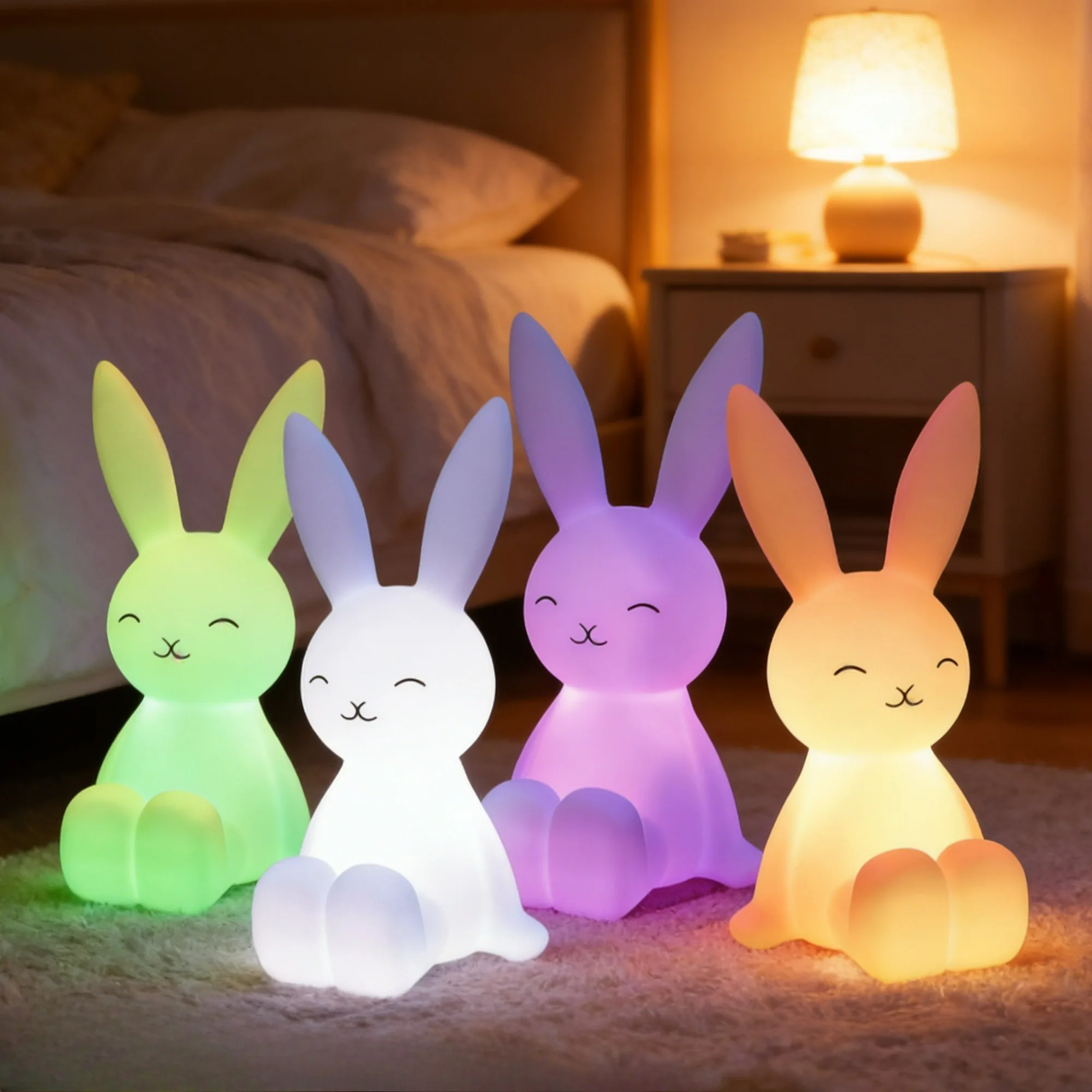 Cute Lighting Rabbit Mood Light Night Light LED Lights Amps for Room Writing Lamp Desk Lamp Children\'s Night Lamp Gift