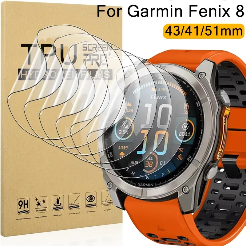 Screen Protector For Garmin Fenix 8 51/47/43mm HD Hydrogel Film Full Cover Anti-Scratch Screen Protector For Fenix 8 47mm 51mm