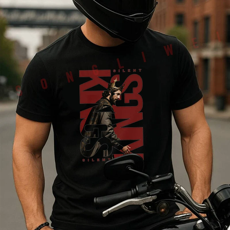 

A King With Crown Is Seen Design Moto 100% Cotton T-Shirt Ultra Soft Round Neck Short Sleeve Tee For Men & Women
