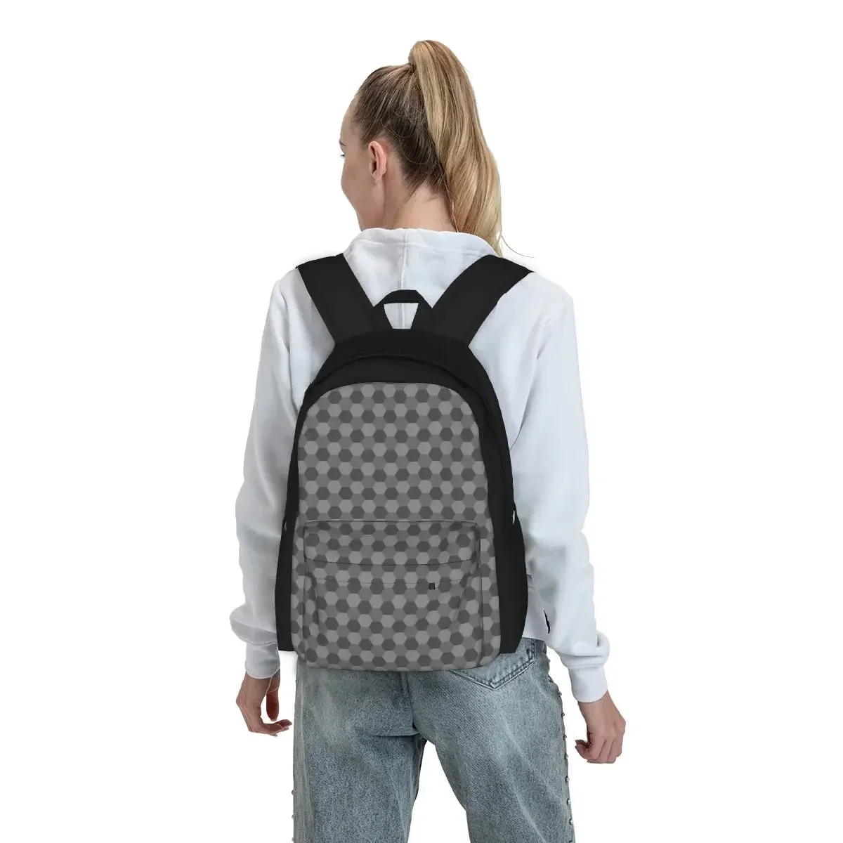 Hexagon Gray Pattern Backpacks Boys Girls Bookbag Students School Bags Cartoon Kids Rucksack Laptop Rucksack Shoulder Bag