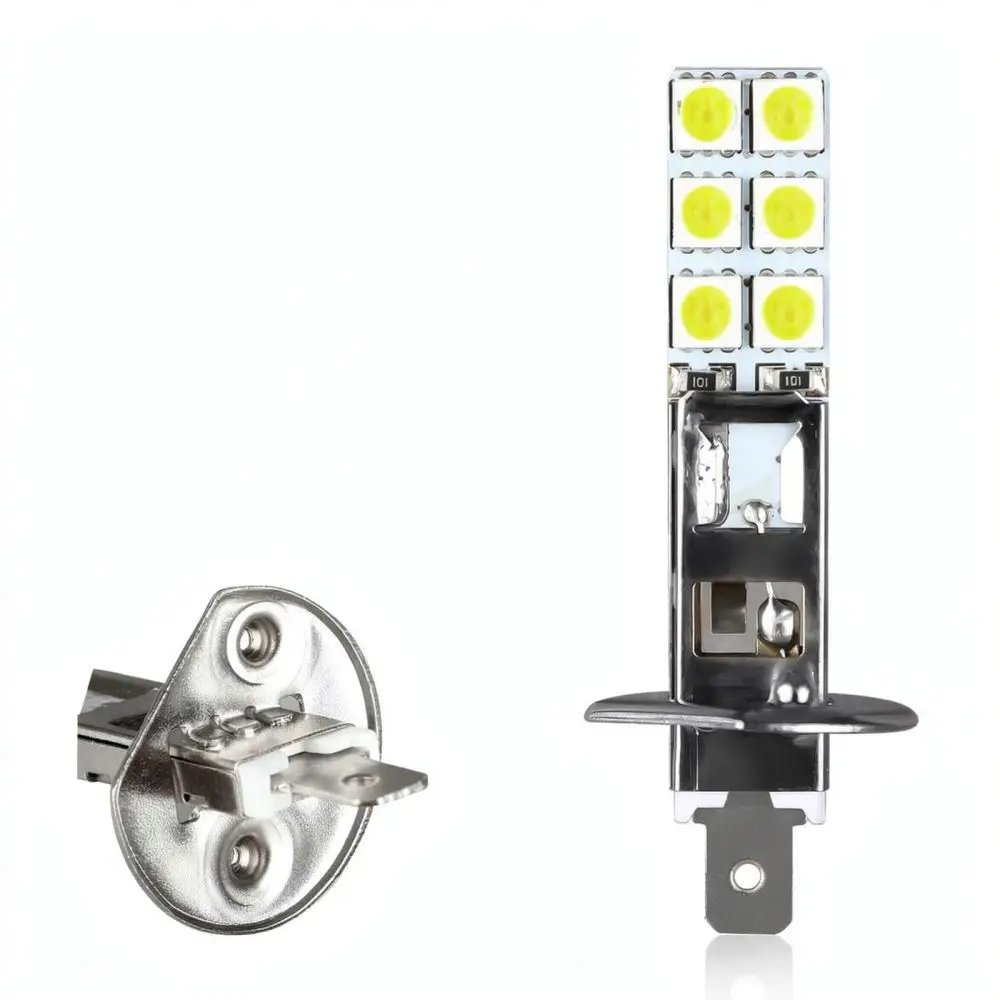 Car LED Fog Light H1 H3 Bulb 12SMD 5050 Chip White 6500K Automotive Front Driving Lamp Universal Replacement Lighting Gear