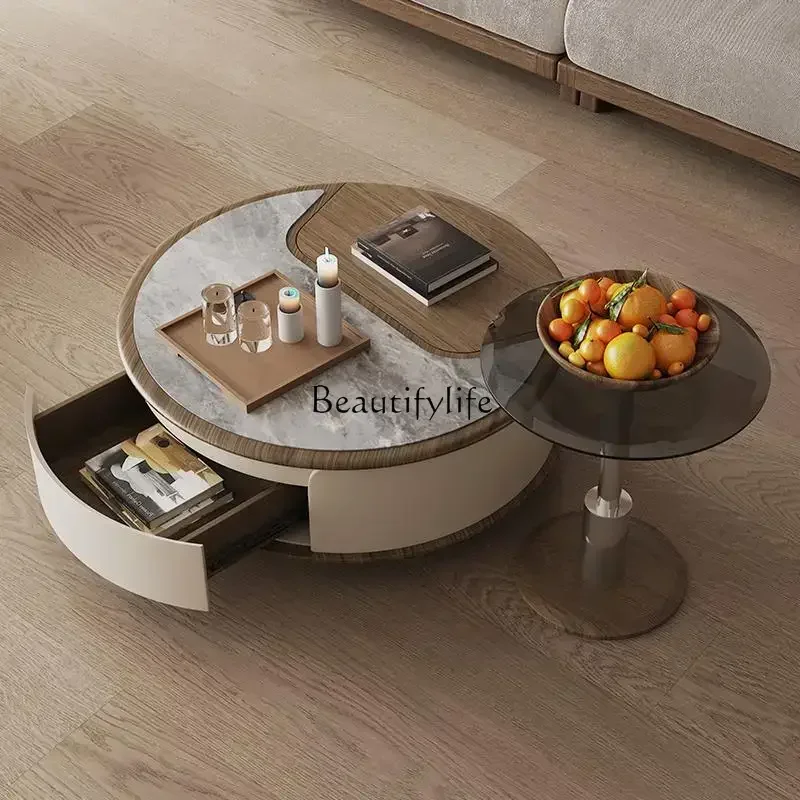 

yj21 light luxury size round coffee table living room household small apartment multi-functional lifting combination