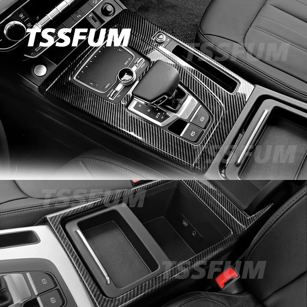 ABS Carbon Fiber Car Interior Gear Shift Panel Cover Trim for Audi Q5 FY 2017 2018 2019 2020 2021 2022 2023 2024 Accessories