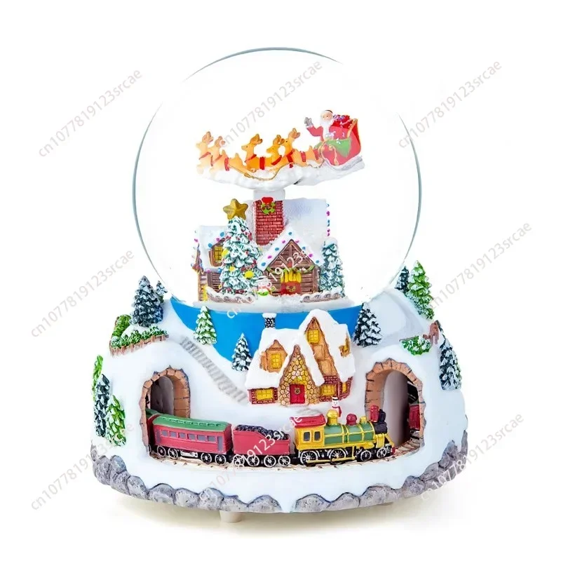 Birthday Gift, Christmas Music Box, Crystal Ball Music Box, Girl Train, Rotatable Children's Gift, Falling Snow