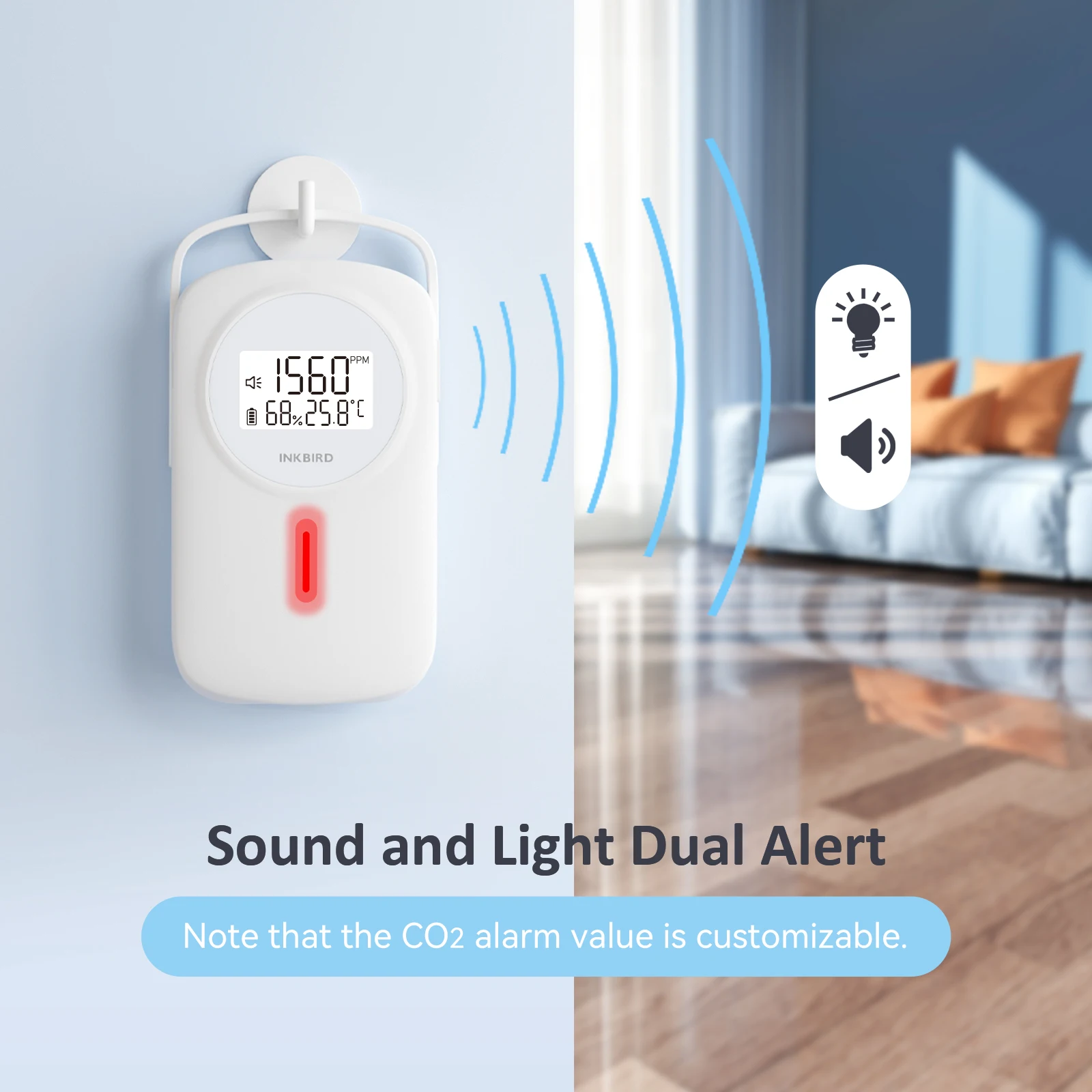 INKBIRD Air Quality Monitor 3-In-1 Temperature Humidity CO2 Detector Dual Alarm System Indoor Air Quality Detector for Home