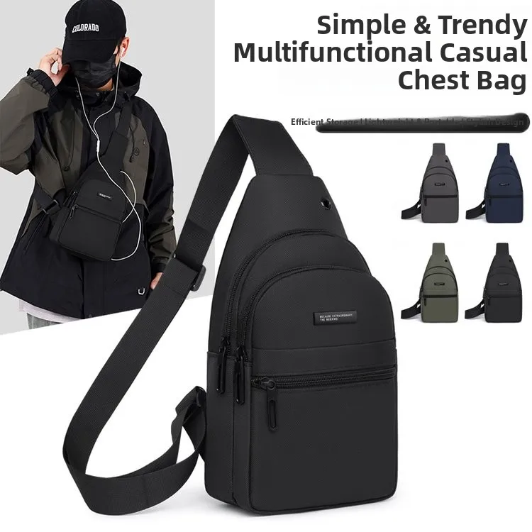 Borsa a tracolla da uomo nuova Borsa a tracolla impermeabile in tessuto di bue Sport Casual Piccola Bapa Borsa a petto Materiale in nylon Chiusura con cerniera Per il tempo libero...