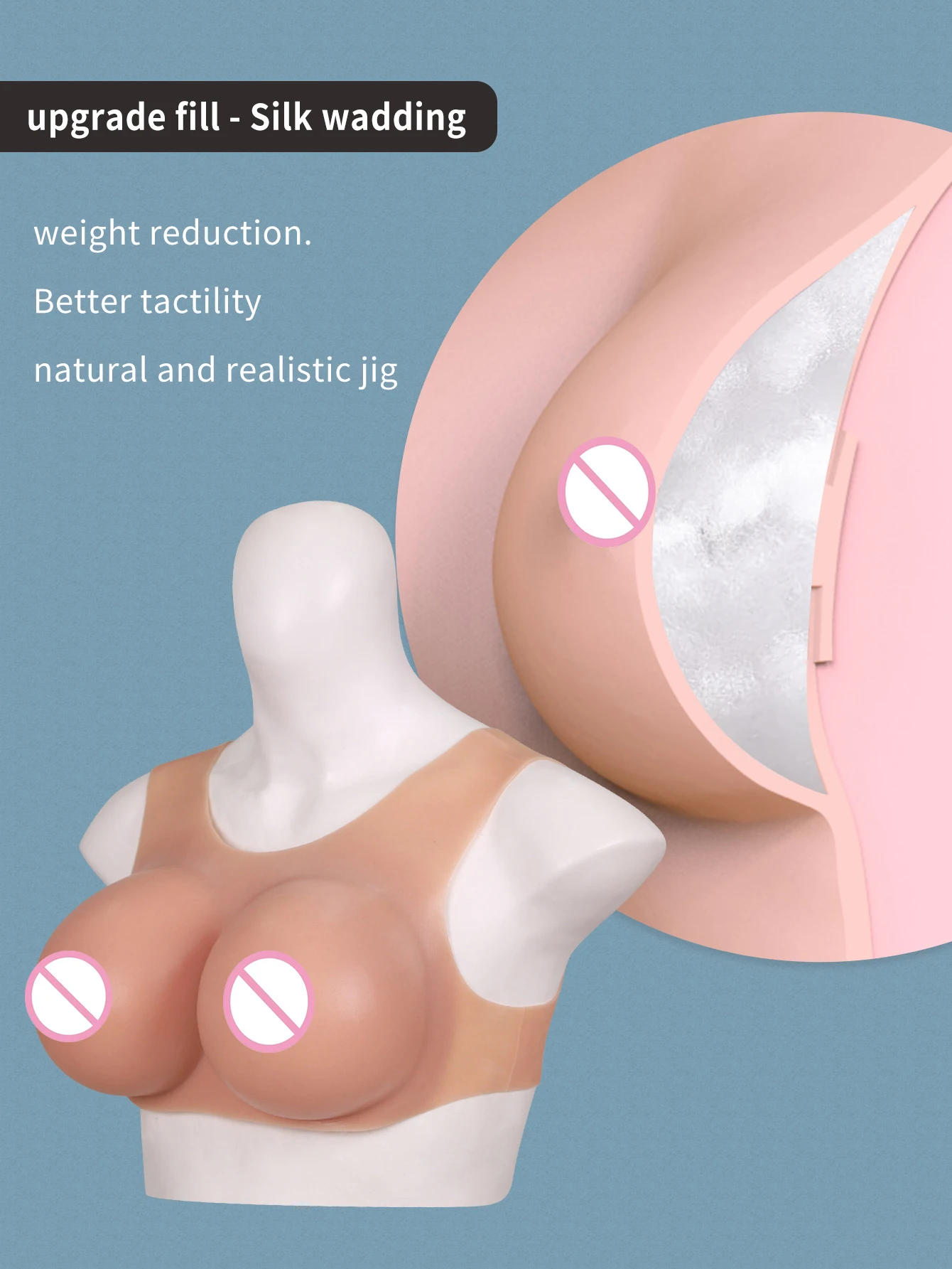 

low-neck vest silicone breast prosthesis, breathable and comfortable breastplate, increase bust size, cross-dressing