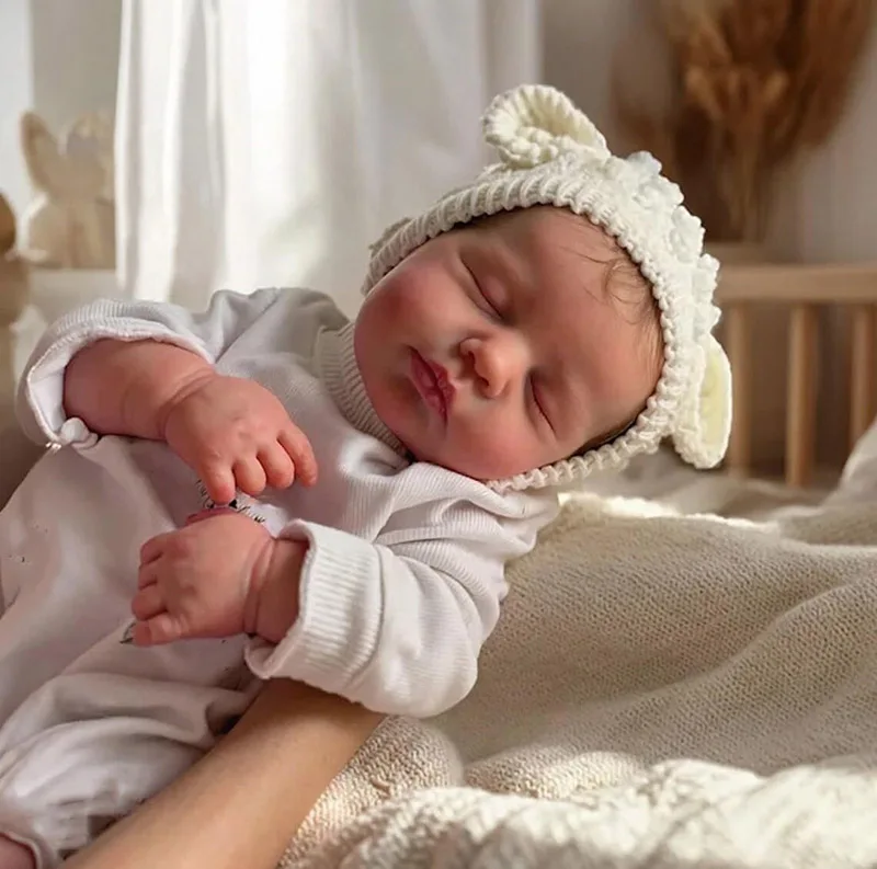 19inch Full Body Vinyl Reborn Doll Loulou Newborn Sleeping Baby Multiple Layers Painting 3D Skin with Visible Veins Bonecas Bebe