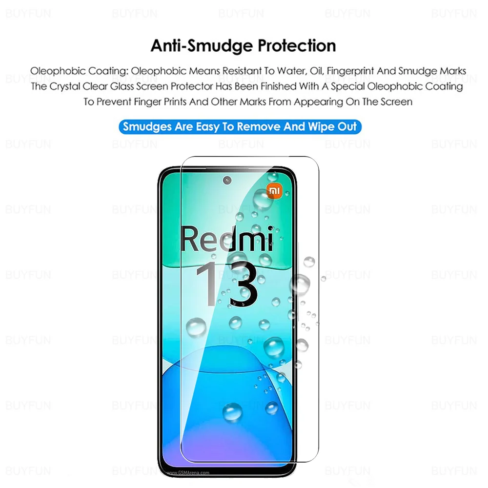 1-4Pcs Full Cover Tempered Glass For Xiaomi Redmi 13 4G Global Redmi13 Redmy 13 Radmi 13 2024 6.79inch Screen Protector HD Films