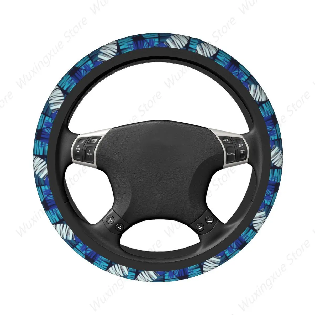 Geometric Pattern Car Steering Wheel Cover 37-38 Retro Urban Steering Wheel Protective Cover Car-styling Car Accessories