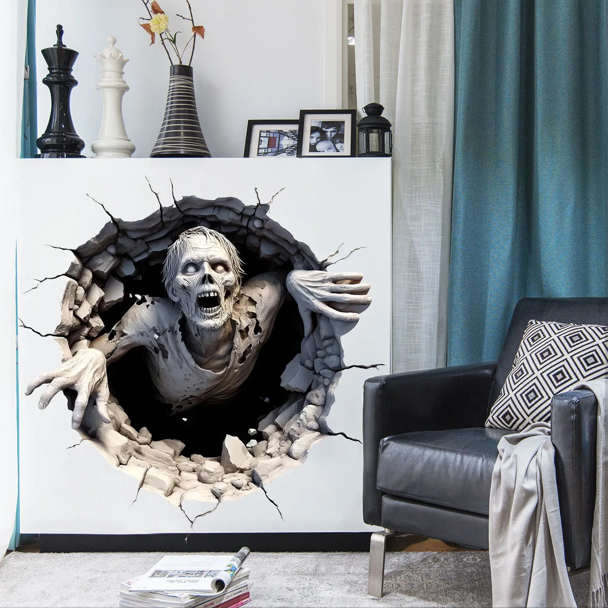 Halloween wall stickers Zombie Break Ground Living room background wall Room decoration wall stickers Self-adhesive wall sticker