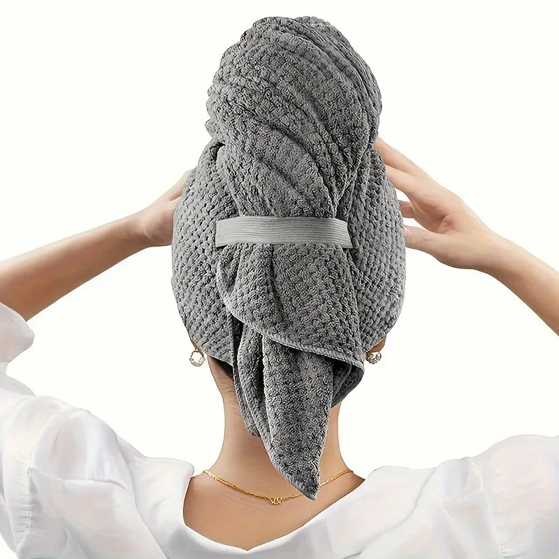 Ultra-Soft Quick-Dry Microfiber Hair Towel Wrap Elastic Band Lightweight Absorbent for All Hair Types Curly Straight view 6