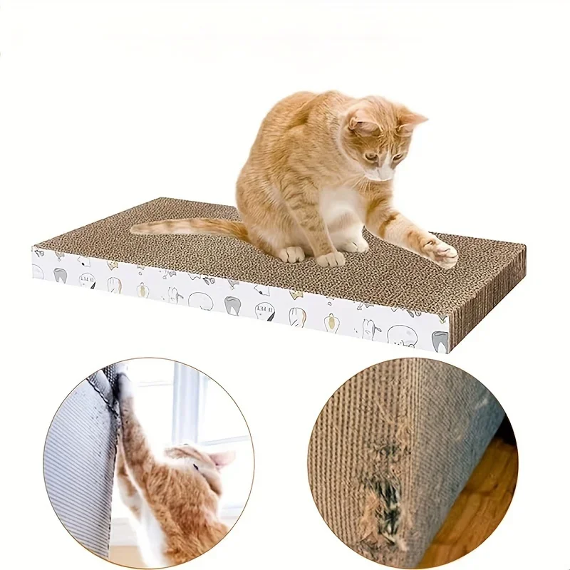 1 pcs Extra-Durable Cat Scratching Pad - Thick, Non-Shedding Corrugated Cardboard with Wave Design for Indoor Cats