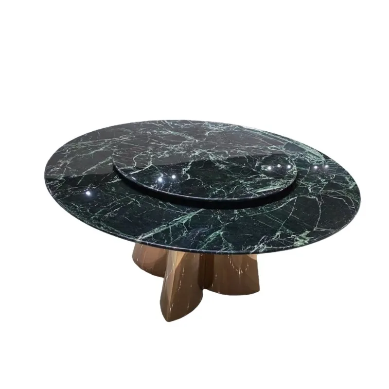 

flower green luxury stone round dining table light luxury stone household living room marble round dining table
