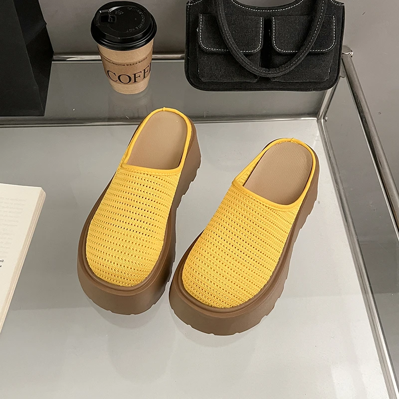 Summer New Women's Cover Toe Mules Slippers Fashionable Hollow Out Slide Elegant Dress Slip-On Shoes Comfortable Ladies Footwear